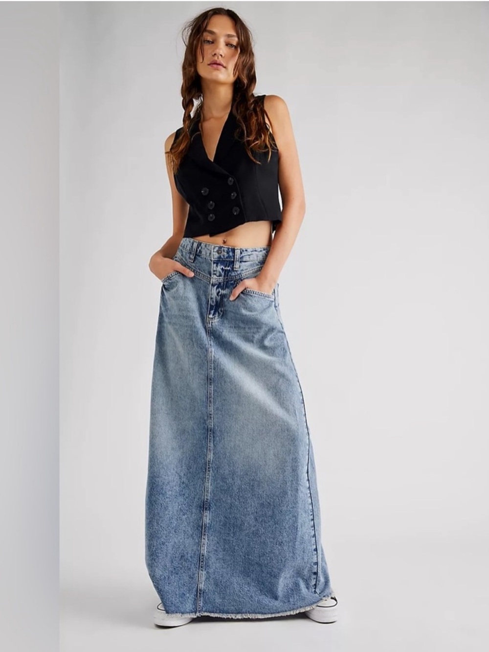 We the free come as you are denim maxi skirt❤️❤️❤️❤️